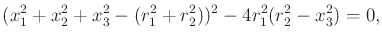 $\displaystyle (x_1^2 + x_2^2 + x_3^2 - (r_1^2 + r_2^2))^2 - 4 r_1^2 (r_2^2 - x_3^2) = 0 ,$