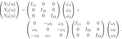 \begin{displaymath}\begin{split}\begin{pmatrix}N_1(u) \\ N_2(u) \\ N_3(u) \end{p...
...ix}\omega_1 \\ \omega_2 \\ \omega_3 \end{pmatrix} . \end{split}\end{displaymath}