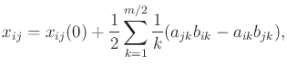 $\displaystyle x_{ij} = x_{ij}(0) + \frac{1}{2} \sum_{k=1}^{m/2} \frac{1}{k} (a_{jk} b_{ik} - a_{ik} b_{jk}) ,$